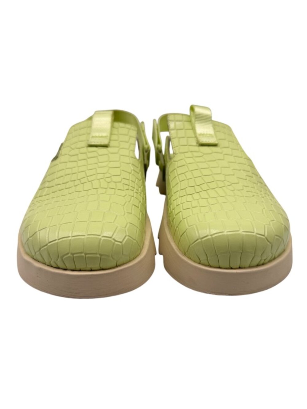 Sorel Viibe Croc Embossed Slip On Leather Clogs in Lime Green/White Women's 8.5 - Picture 4 of 10